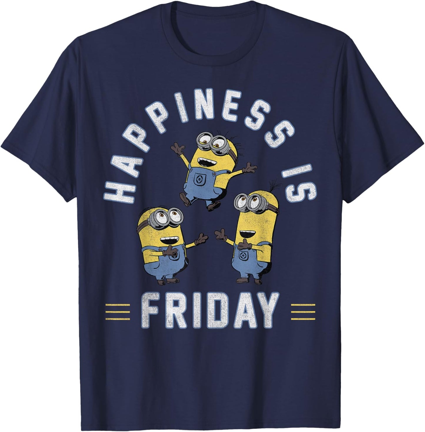 Despicable Me Minions Happiness is Friday Group Shot T-Shirt - T-Shirt | Navy