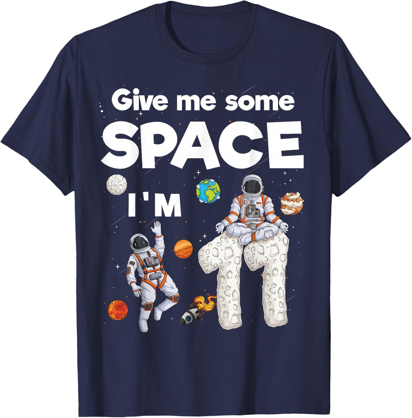 Outer Space Astronaut Planets Eleven Year Old 11th Birthday T-Shirt - T-Shirt | Navy