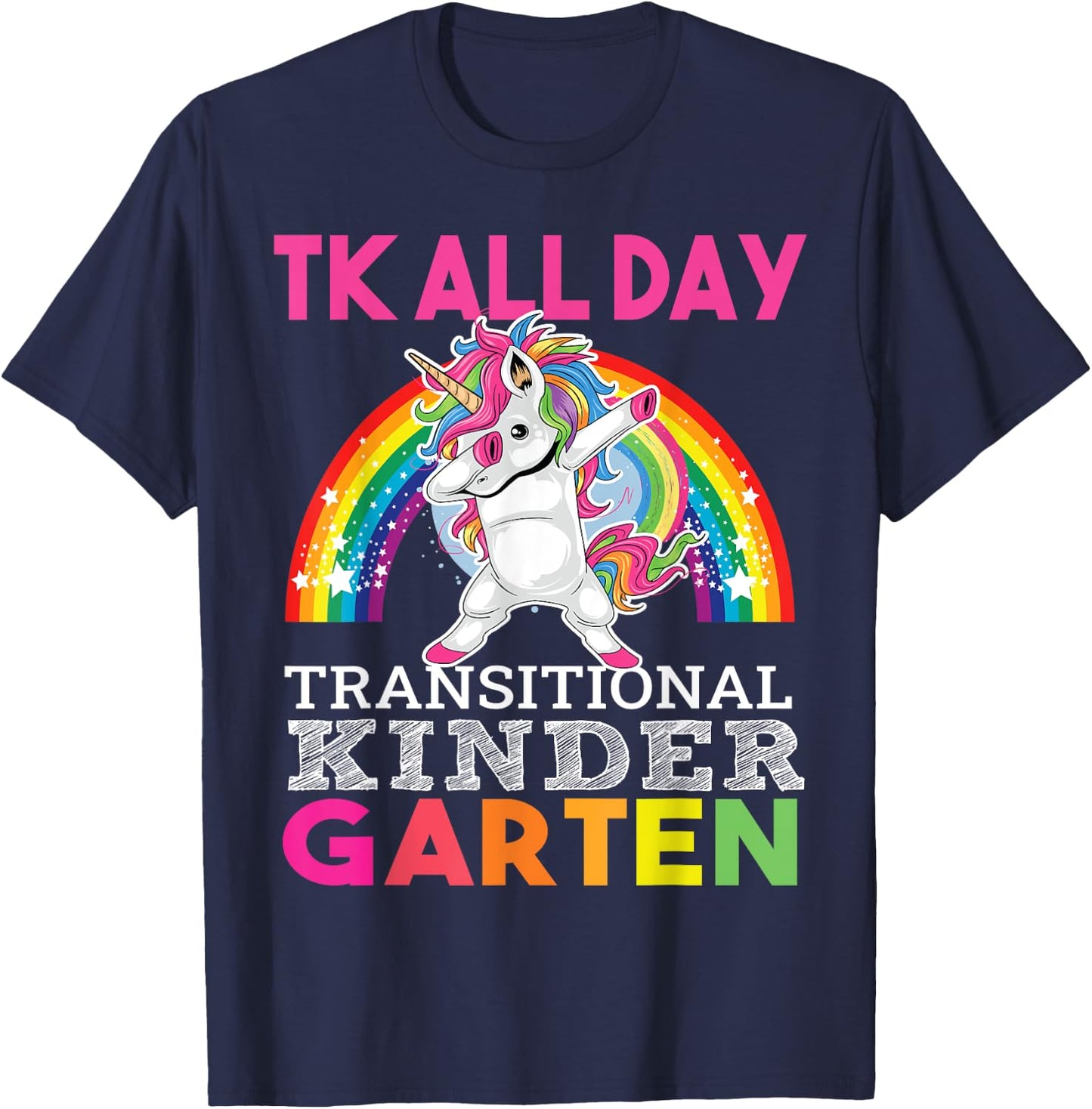 TK All Day Transitional Kindergarten Dabbing Unicorn T-Shirt - T-Shirt | Navy