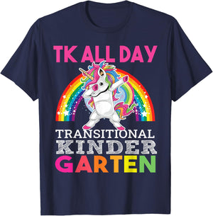 TK All Day Transitional Kindergarten Dabbing Unicorn T-Shirt - T-Shirt | Navy