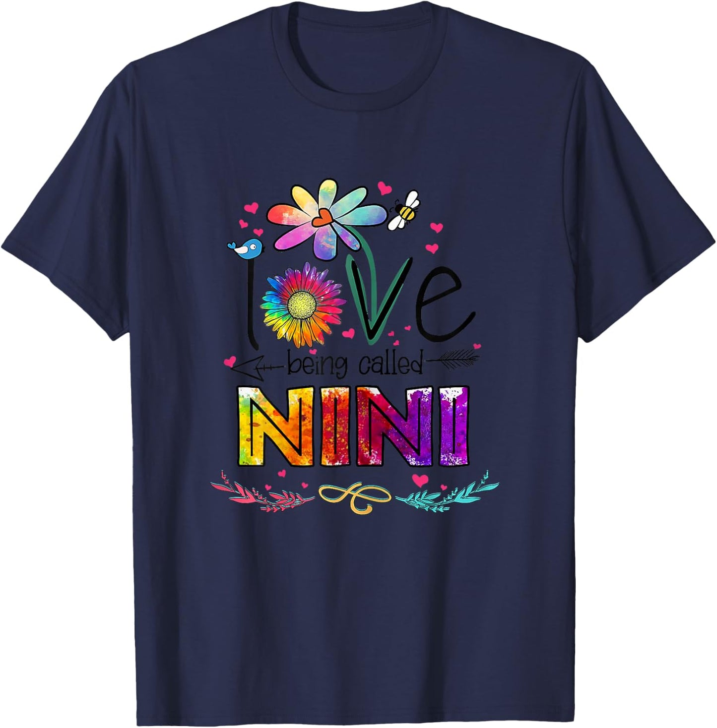 I Love Being Called Nini Daisy Flower Cute Mother's Day T-Shirt - T-Shirt | Navy
