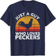 Just A Guy Who Loves Peckers - Funny Chicken Poultry Farmer T-Shirt - T-Shirt | Navy