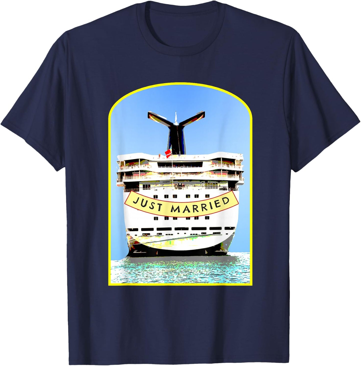 Just Married 2026 Honeymoon Cruise Newlyweds Wife Husband T-Shirt - T-Shirt | Navy