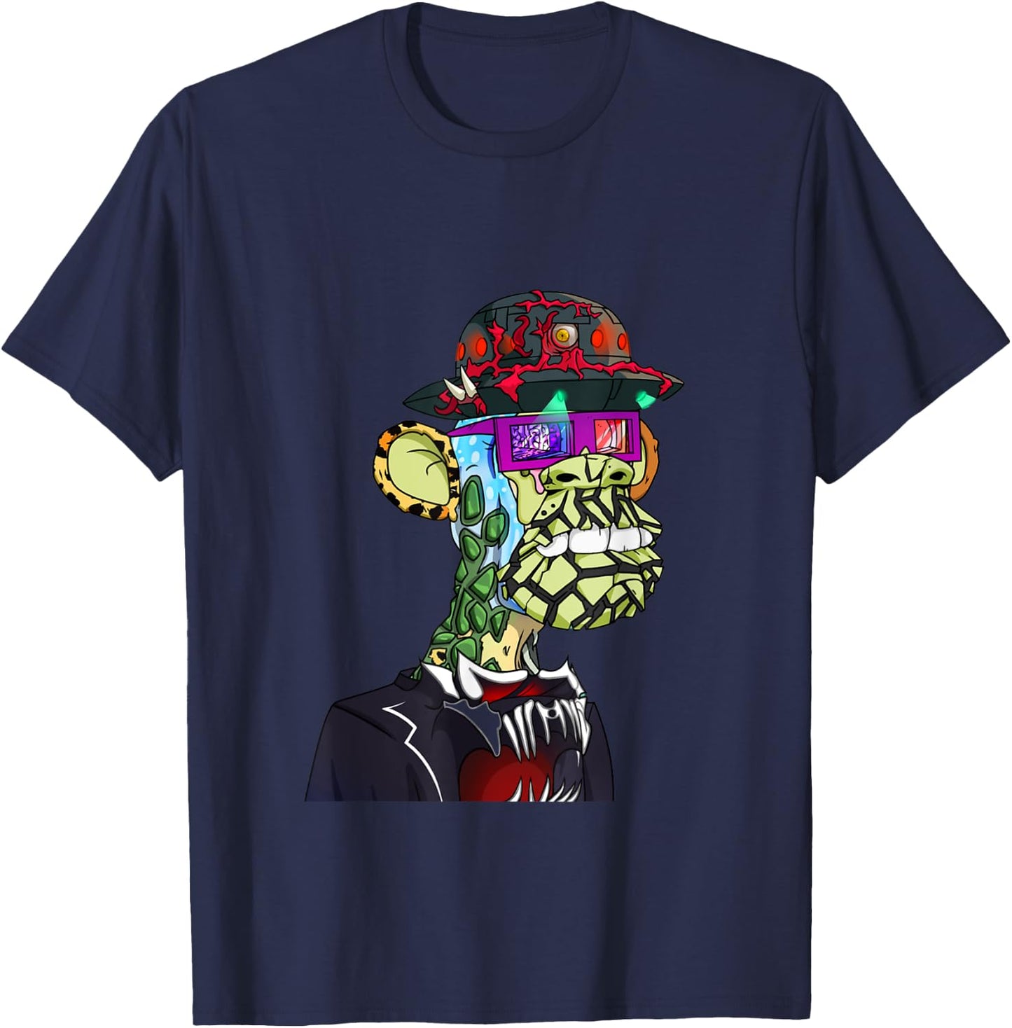 MAYC #24408 Funny Glasses APE NFT T-Shirt - T-Shirt | Navy