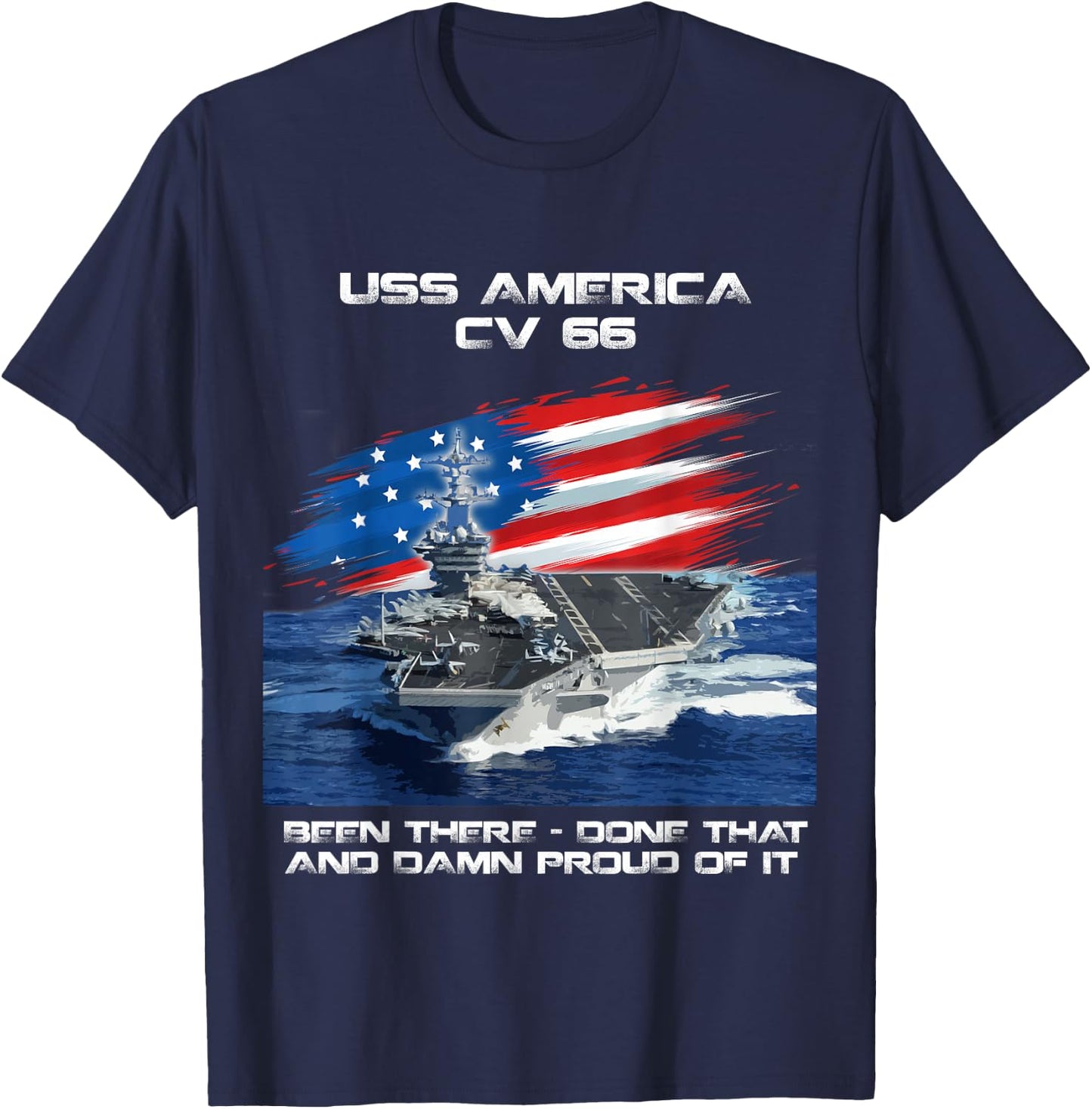 USS America CV-66 Aircraft Carrier Veteran USA Flag Xmas T-Shirt - T-Shirt | Navy