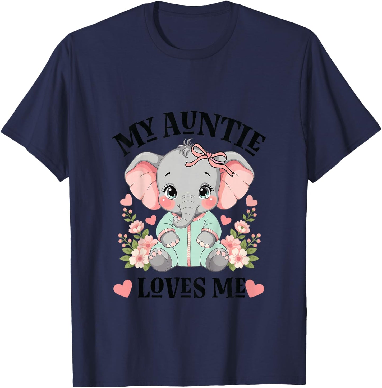 My Auntie Loves Me Niece Elephant T-Shirt - T-Shirt | Navy