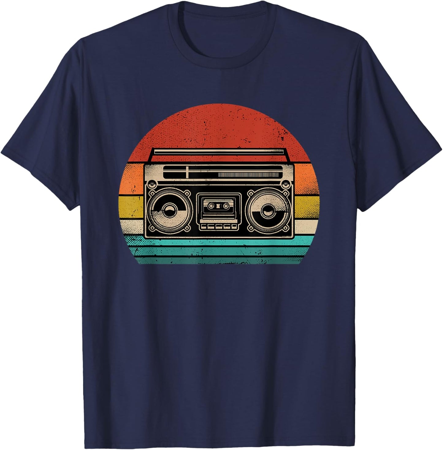 Retro Boombox Cassette Player Radio 80s Music Vintage Style T-Shirt - T-Shirt | Navy