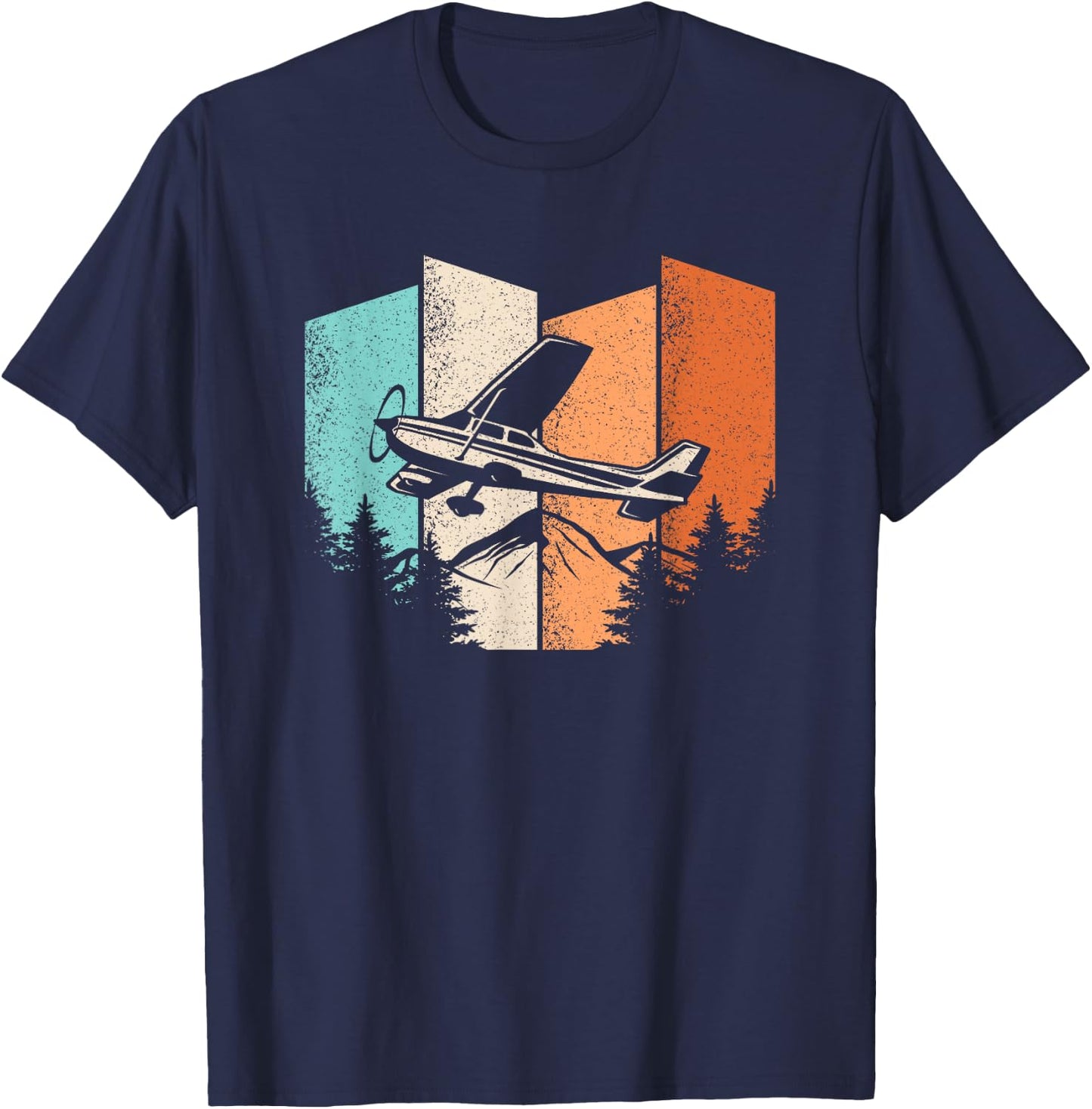 Retro Airplane Vintage Pilot Aviation Fly Plane Men Women T-Shirt - T-Shirt | Navy