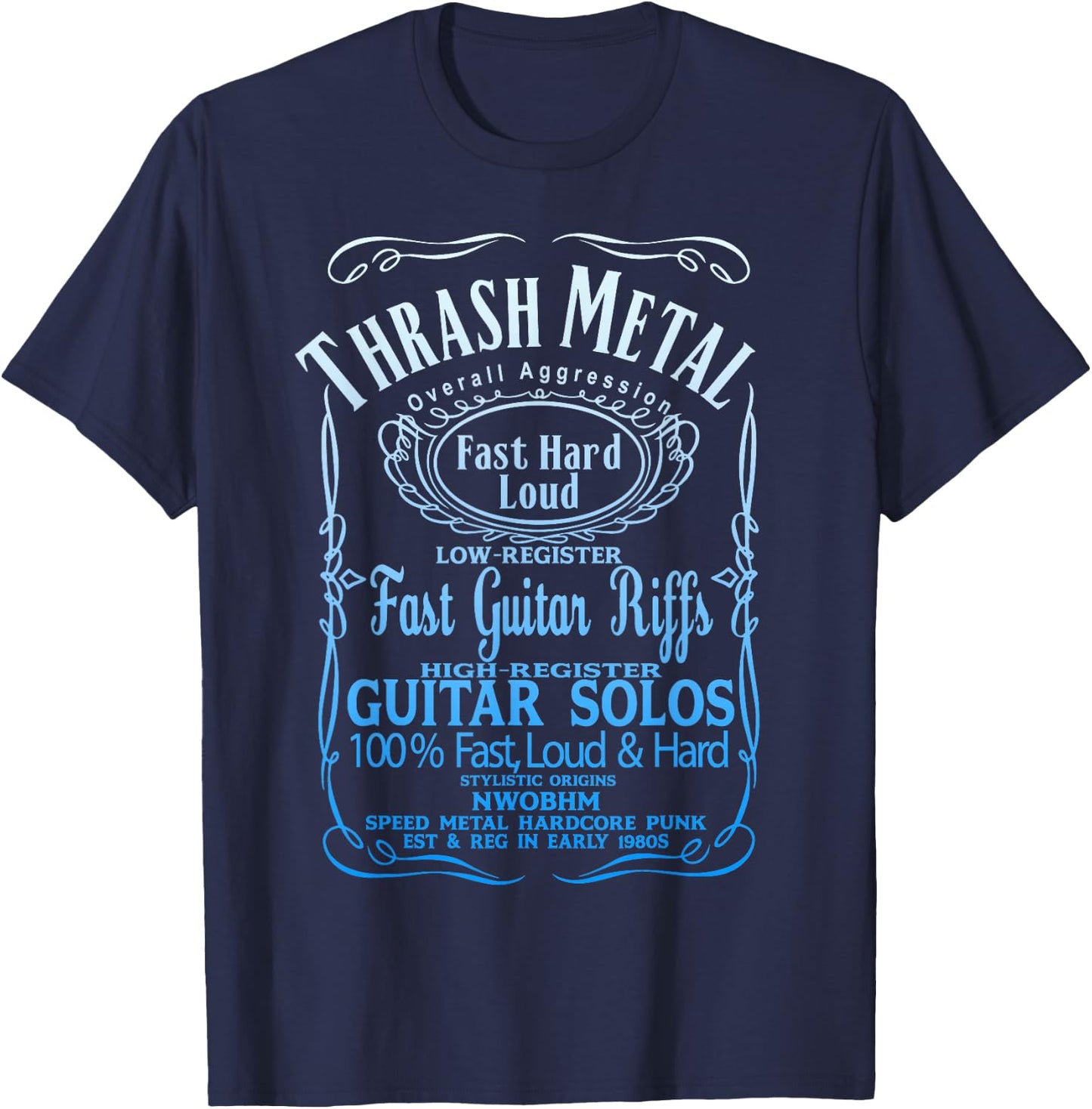 THRASHMETAL THRASH DEATH METAL Guitar Solo Heavy Metal Core T-Shirt - T-Shirt | Navy