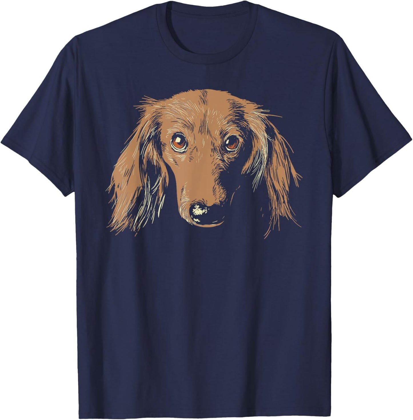 Dachshund dog portrait dachshund head wiener T-Shirt - T-Shirt | Navy