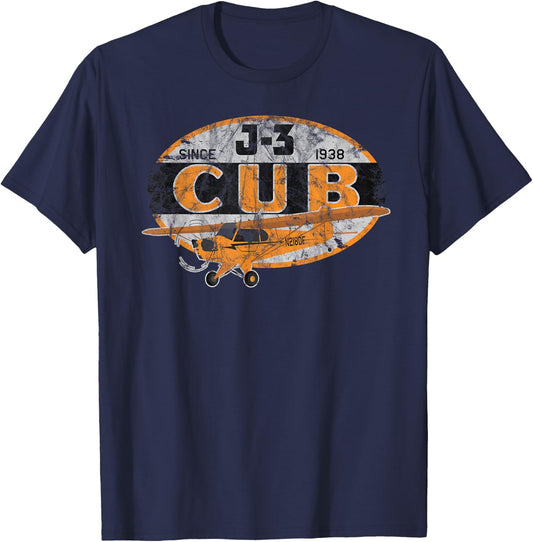 J-3 Cub "Since 1938" Classic Airplane Vintage Pilot T-Shirt - T-Shirt | Navy