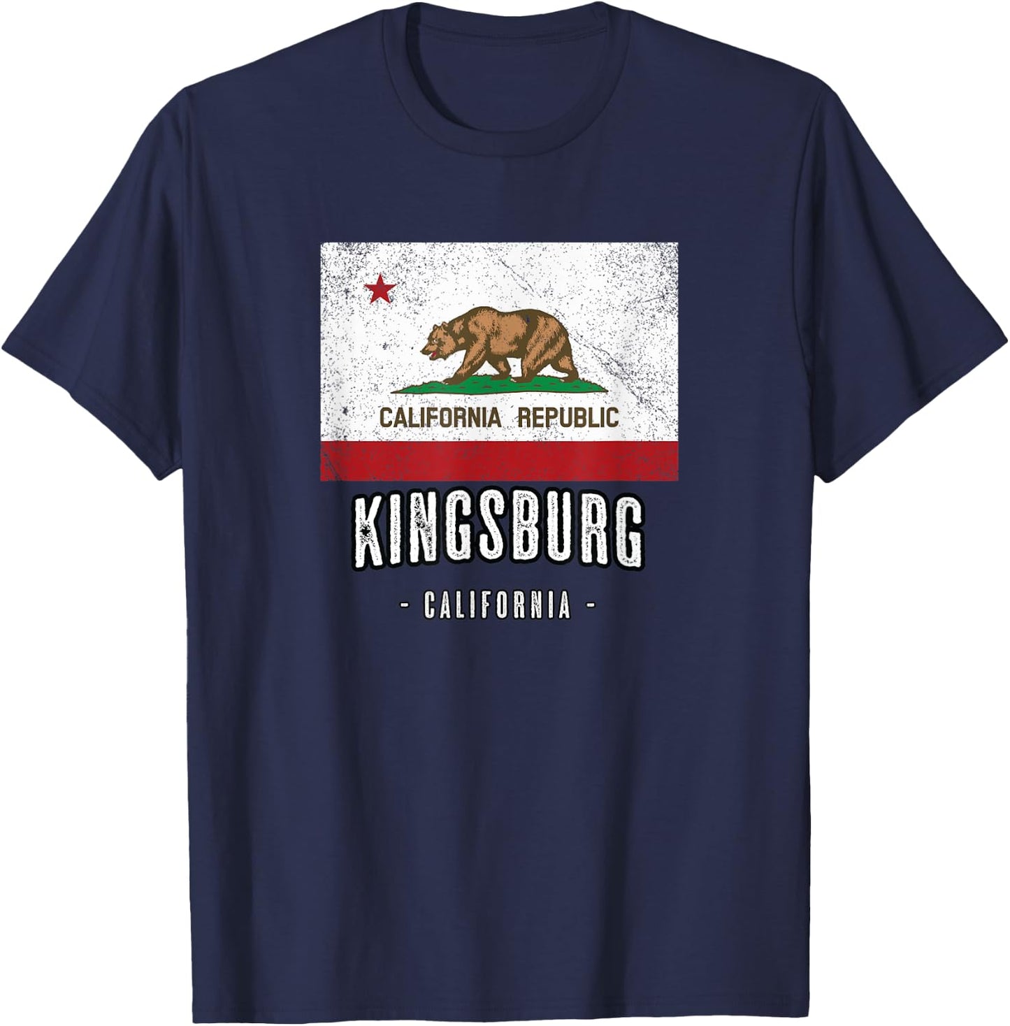 KINGSBURG - California | Cali City Souvenir - CA Flag T-Shirt - T-Shirt | Navy