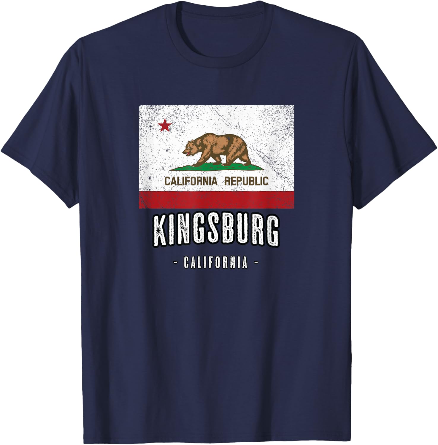 KINGSBURG - California | Cali City Souvenir - CA Flag T-Shirt - T-Shirt | Navy