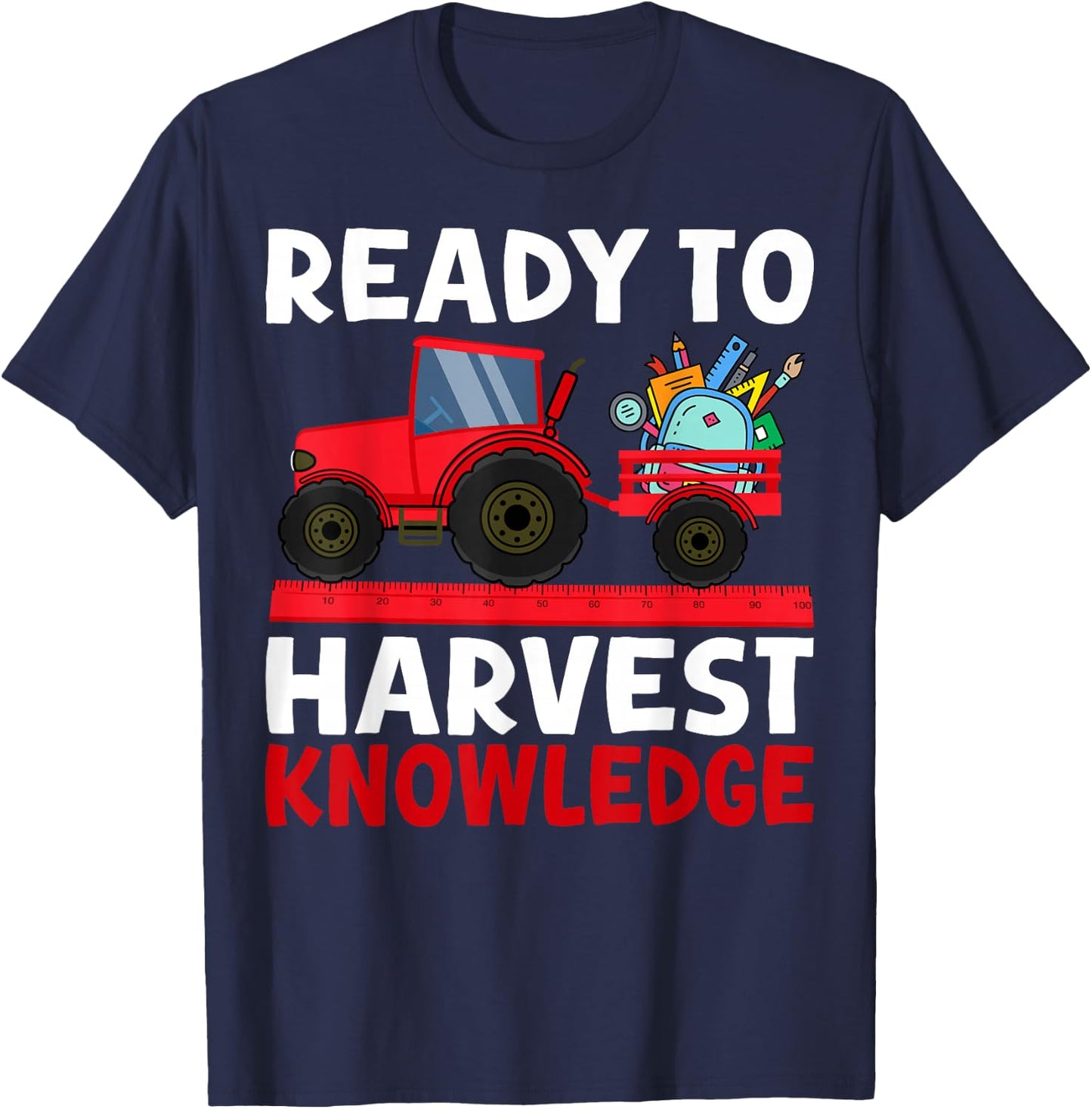 Back to School Tractor Farmer Boys First Day of School Kids T-Shirt - T-Shirt | Navy