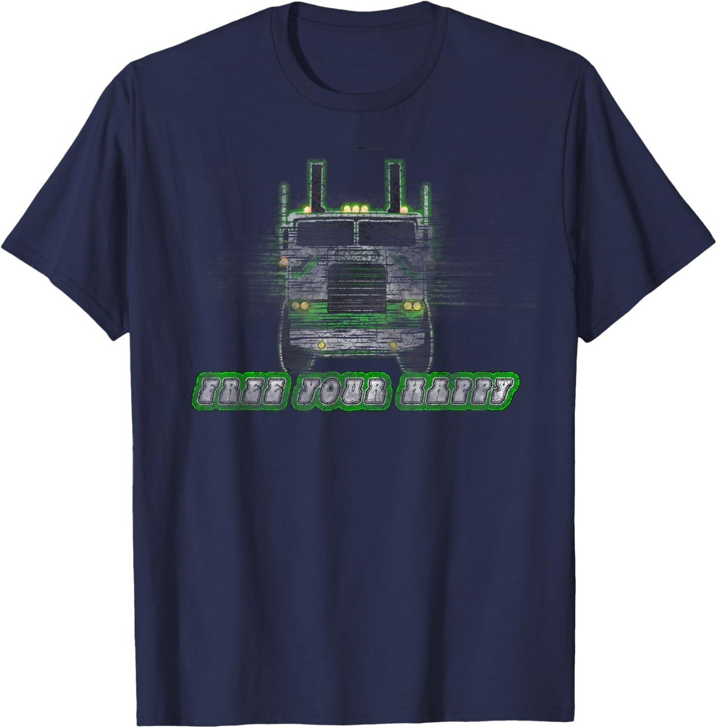 Vintage Old School Trucker Cabover Semi Truck T-Shirt - T-Shirt | Navy
