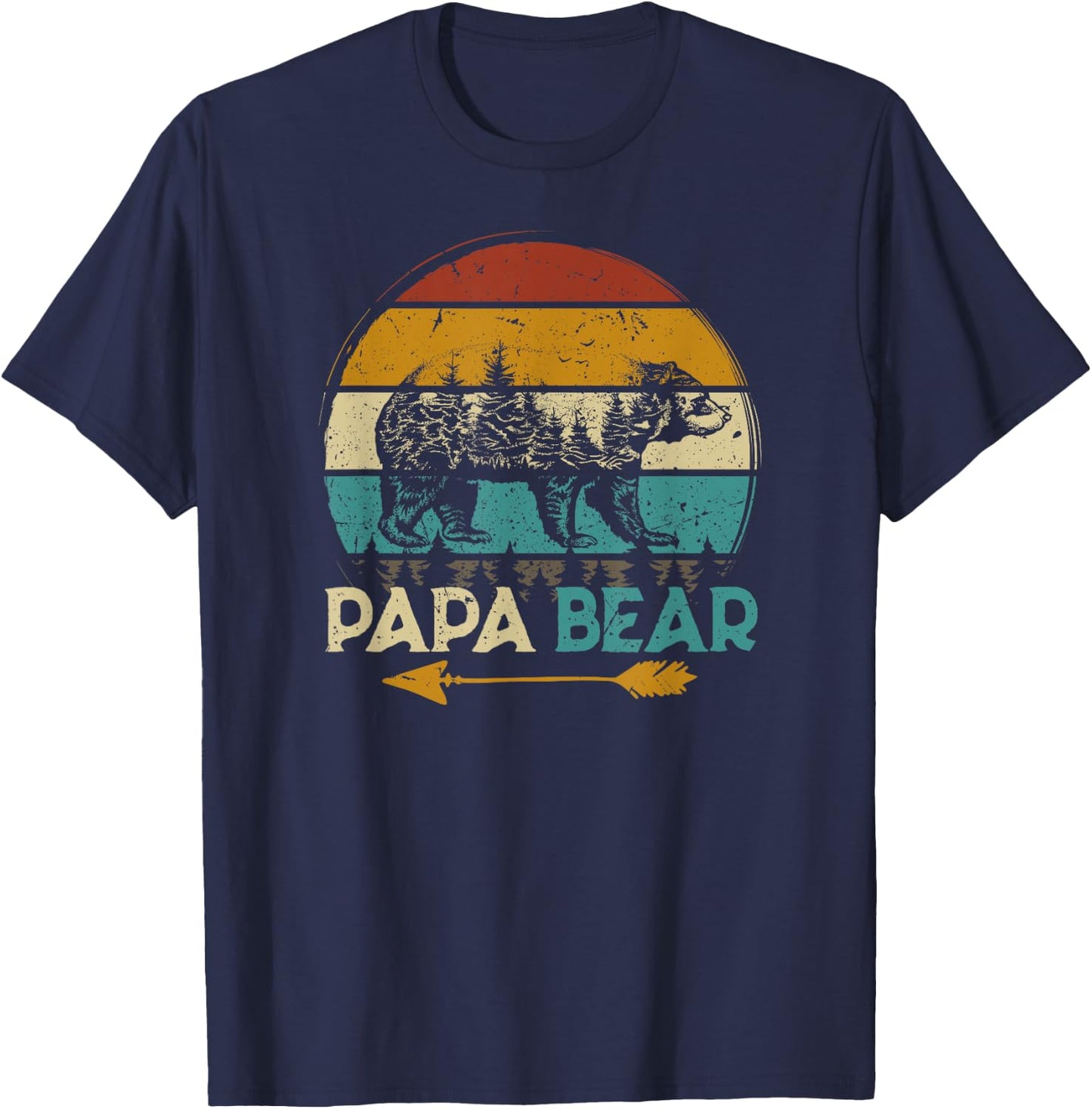 Father's Day Papabear Funny Dad Baby Bear Retro Vintage T-Shirt - T-Shirt | Navy
