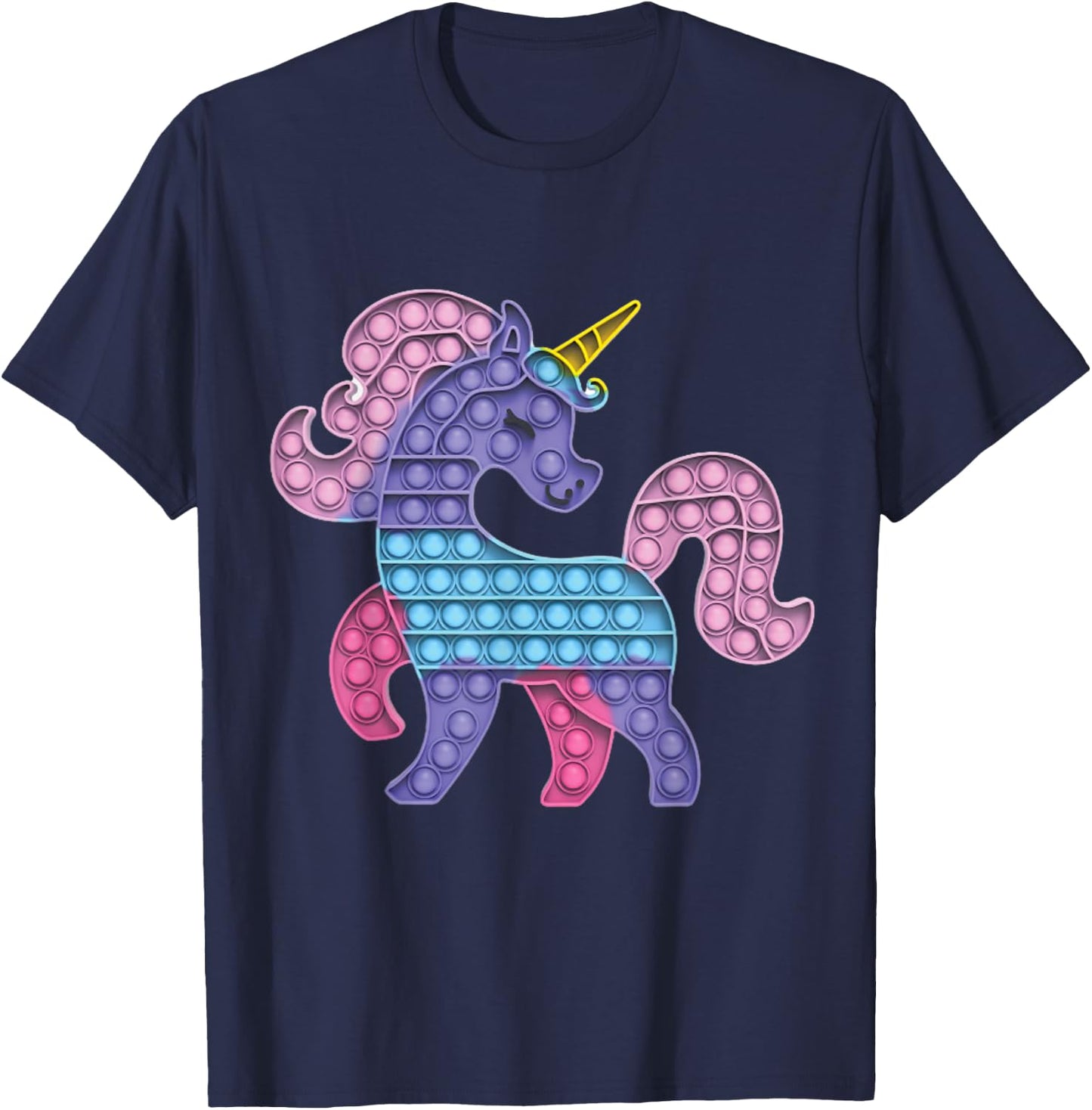 Pop Up Fidget Game Unicorn Rainbow Colourful for Girls T-Shirt - T-Shirt | Navy