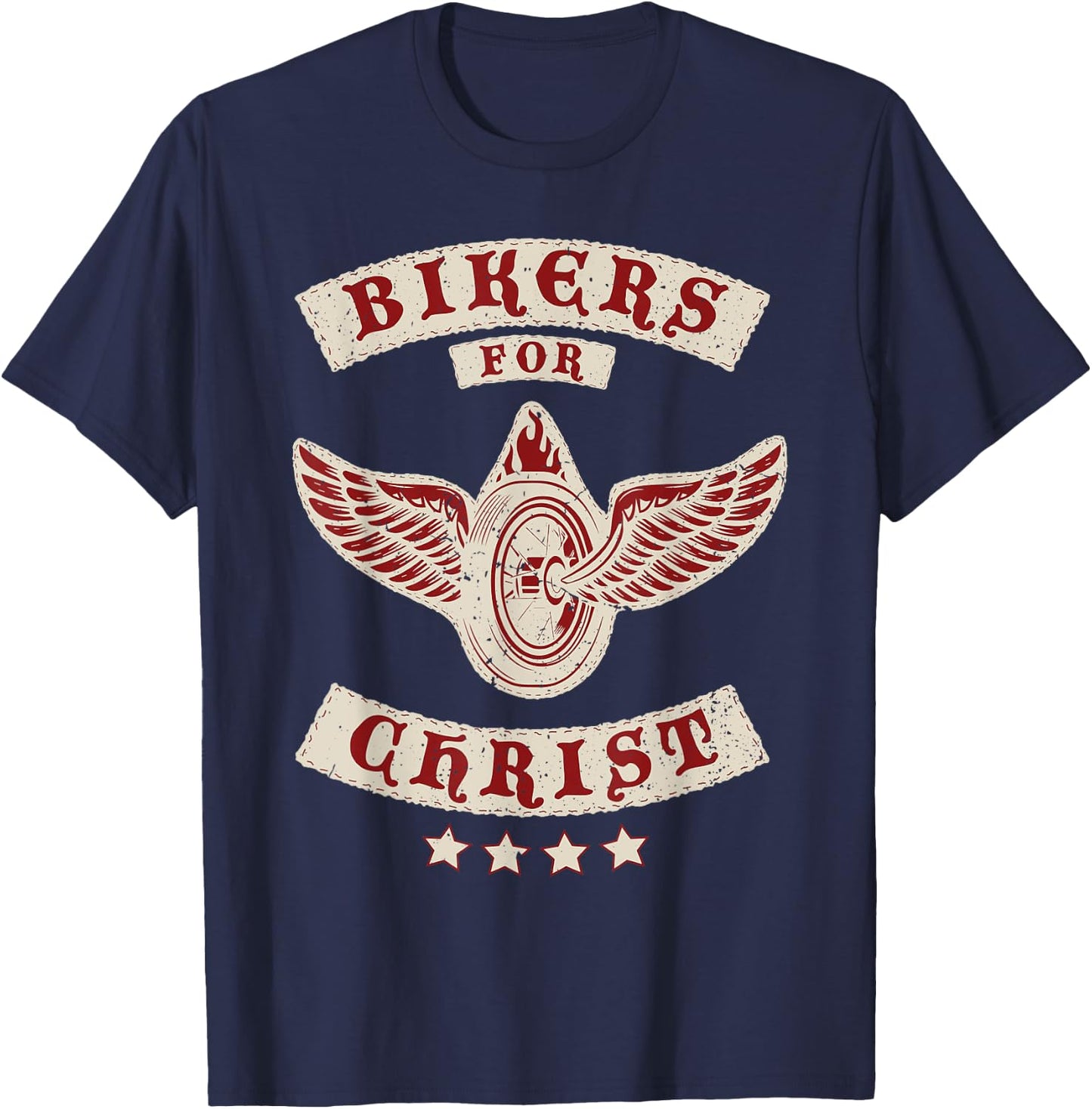 Bikers for Christ Christian Motorcycle Patch Faith T-Shirt - T-Shirt | Navy