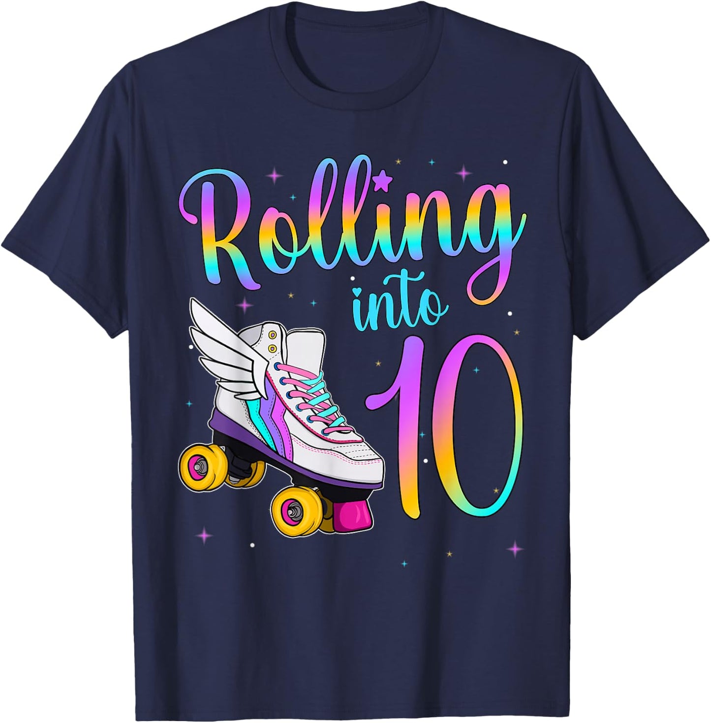 Rolling Into 10 years. Lets Roll I'm Turning 1 Roller Skates T-Shirt - T-Shirt | Navy