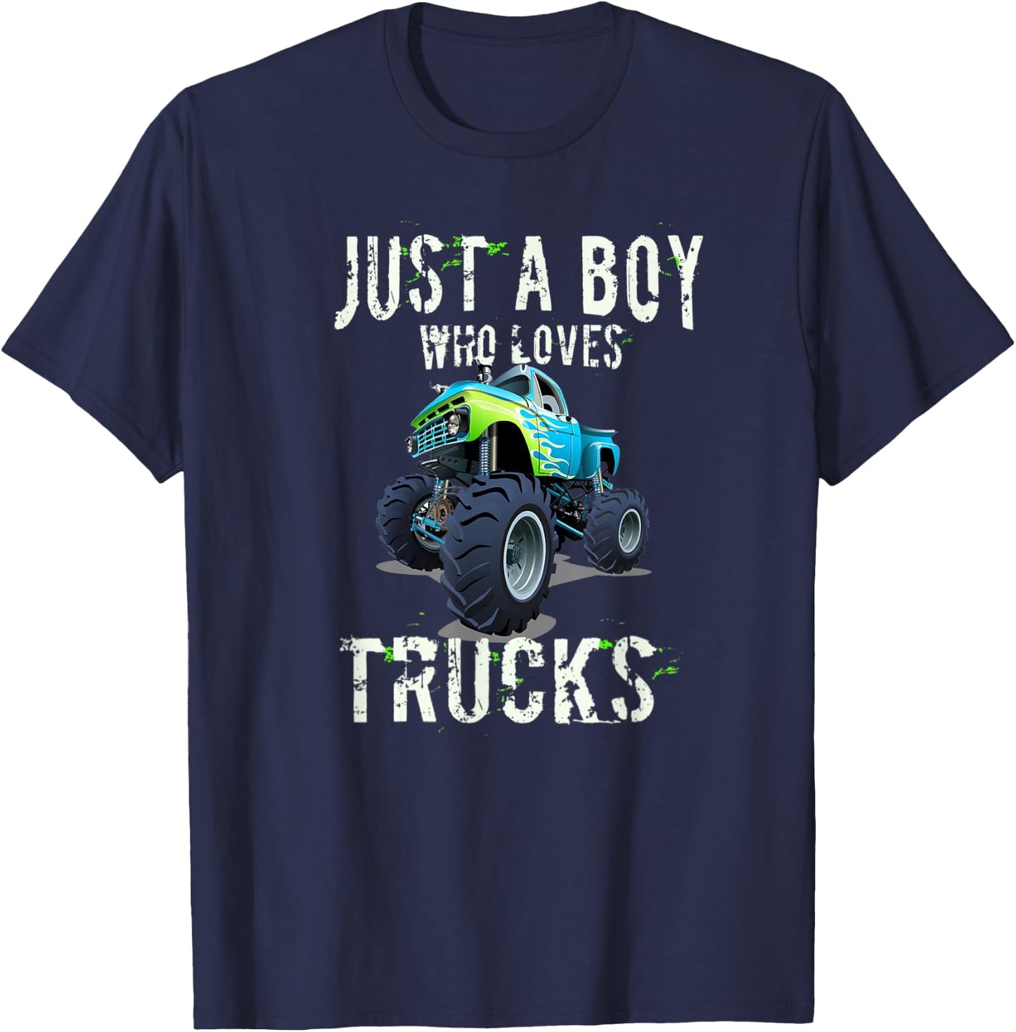 Kids Monster Truck T Shirt Gift Just a Boy Who Loves Trucks T-Shirt - T-Shirt | Navy