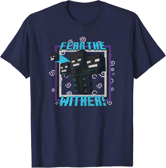 Minecraft Wither Fear The Wither! V2 T-Shirt - T-Shirt | Navy