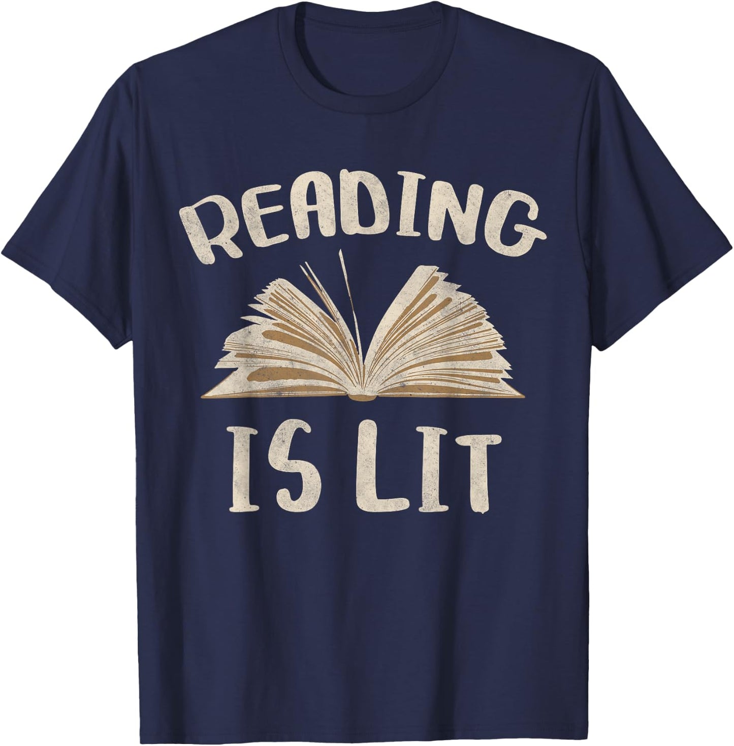 Reading Is Lit Literacy Shirt T-Shirt - T-Shirt | Navy
