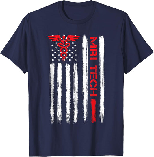 MRI Technologist American Flag Xray Radiologic Rad Tech T-Shirt - T-Shirt | Navy
