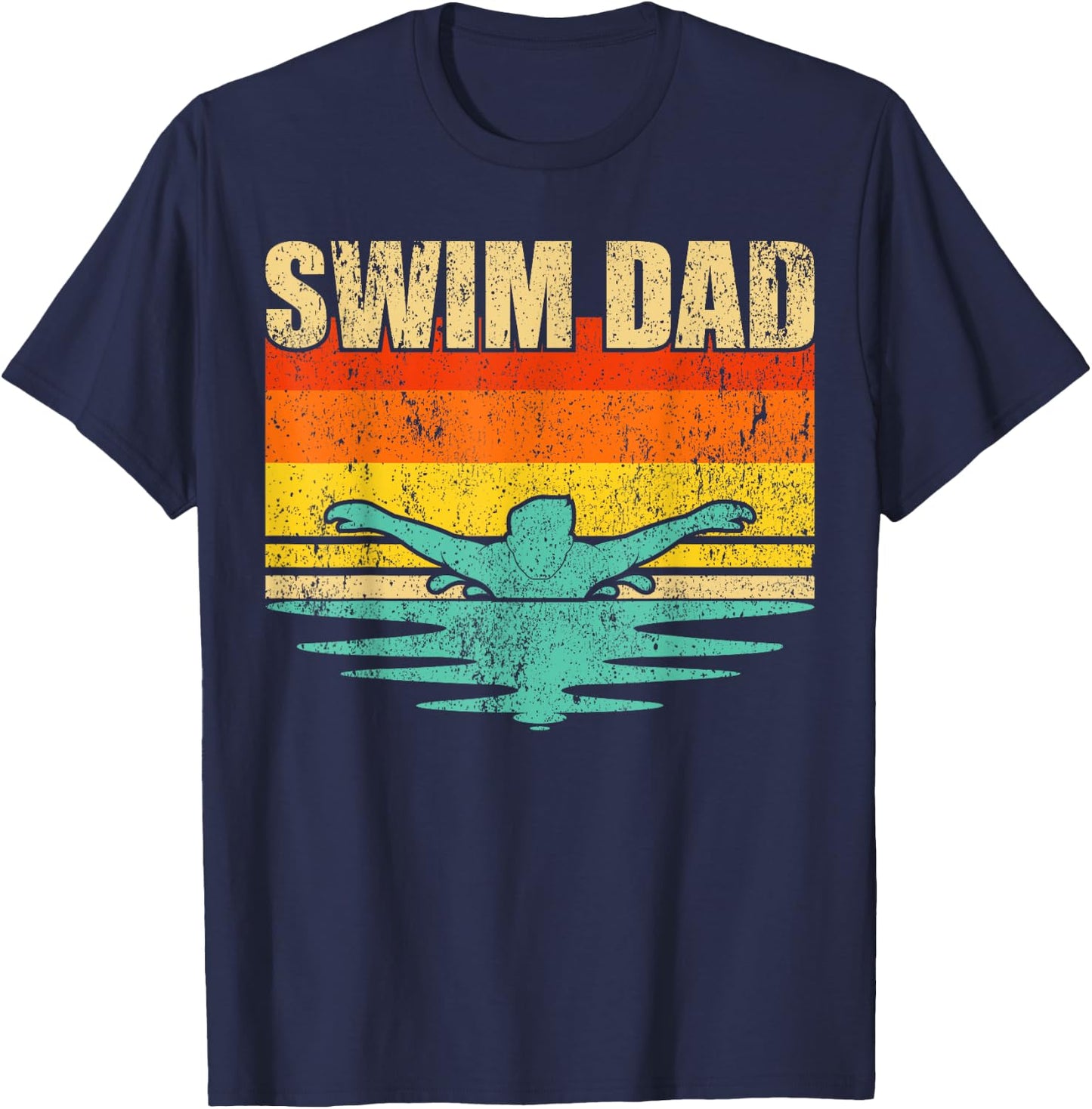 Vintage Style Swimming Lover Swimmer Swim Dad Father's Day T-Shirt - T-Shirt | Navy