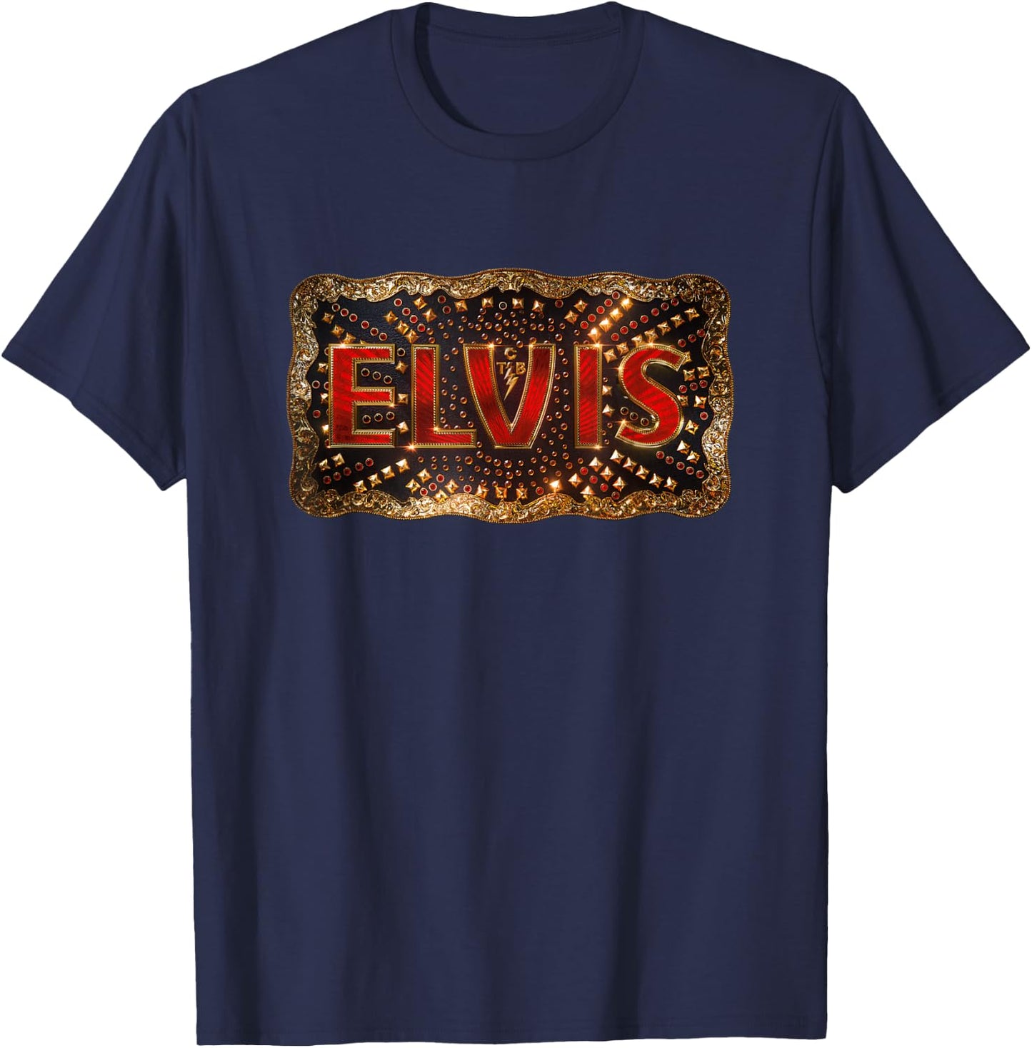 Elvis Movie Buckle Logo Official Small T-Shirt - T-Shirt | Navy