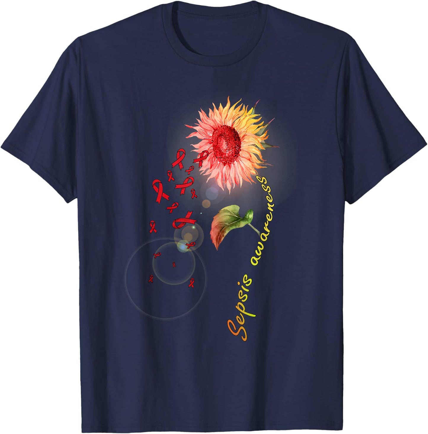 Sepsis Awareness Sunflower T-Shirt - T-Shirt | Navy