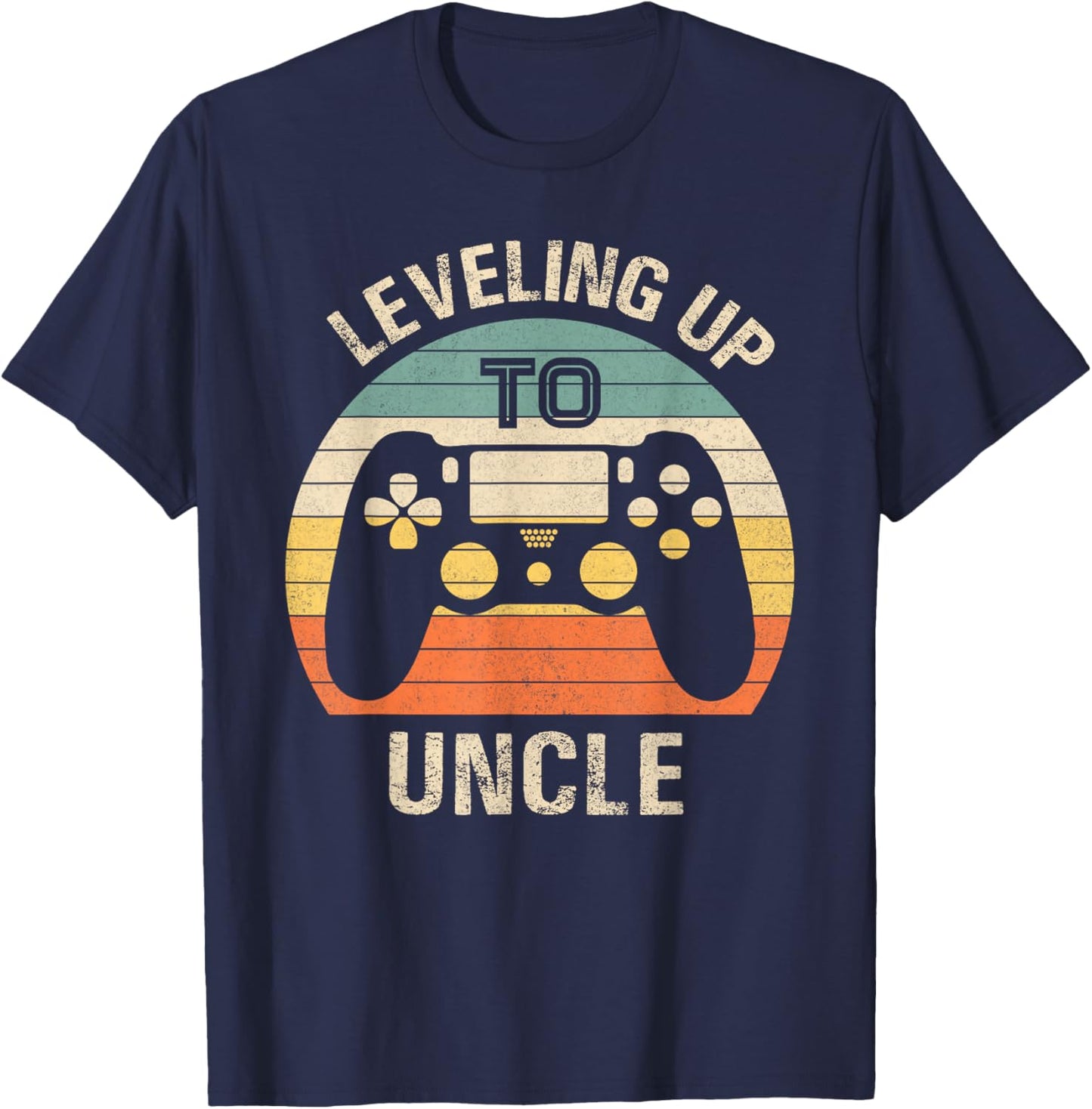 Leveling up to uncle 2025 funny video gamer vintage men T-Shirt - T-Shirt | Navy