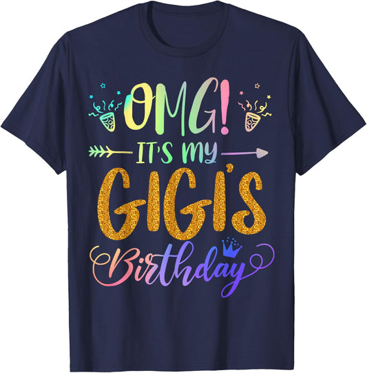 OMG It's My Gigi's Birthday Tie Dye Party Themed grandchild T-Shirt - T-Shirt | Navy