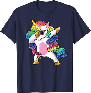 Dabbing Unicorn Shirt Kids Girls Boys Toddlers Dab Unicorn T-Shirt - T-Shirt | Navy