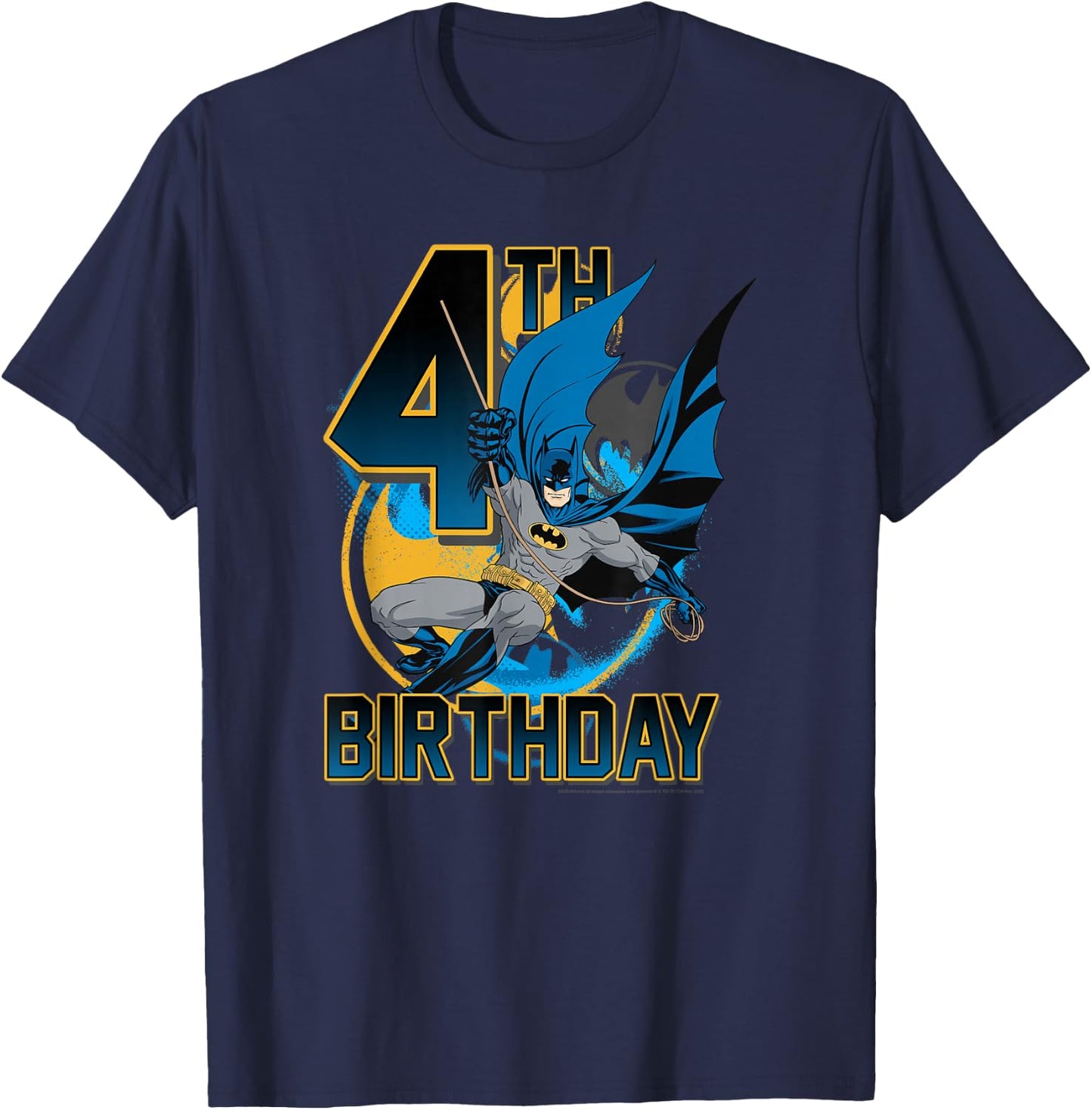 DC Comics Batman 4th Birthday Bat Swing Action Poster T-Shirt - T-Shirt | Navy