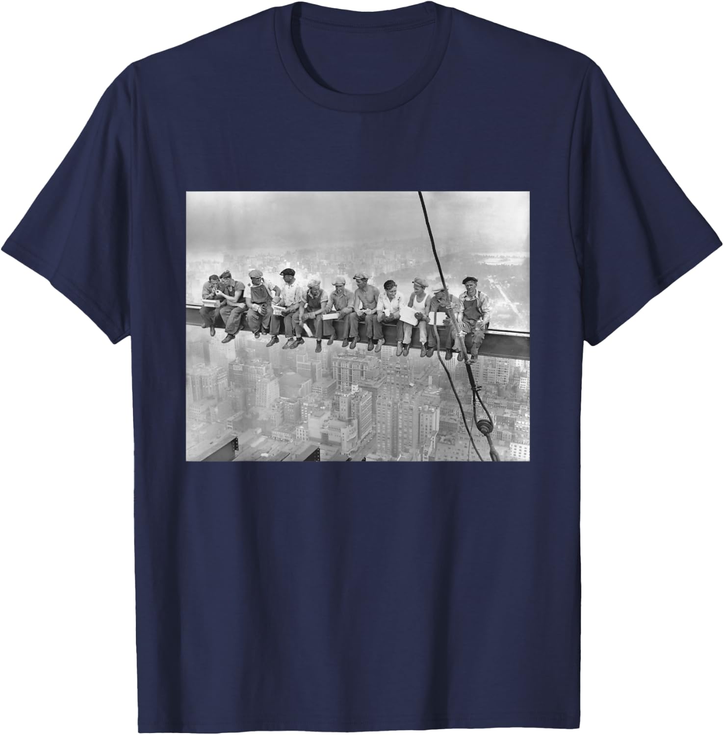 Lunch ATOP a Skyscraper New York Ironworkers Film Photograph T-Shirt - T-Shirt | Navy