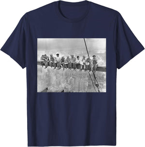 Lunch ATOP a Skyscraper New York Ironworkers Film Photograph T-Shirt - T-Shirt | Navy