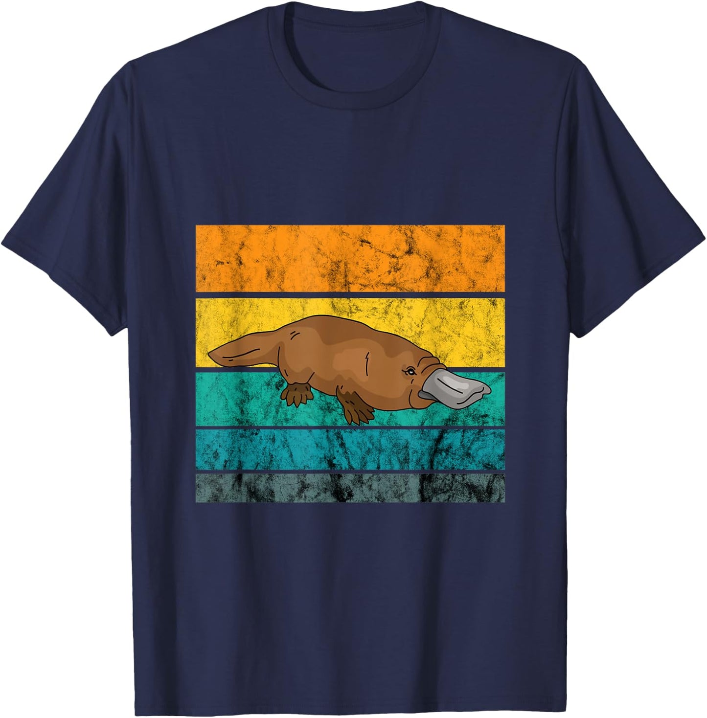 Platypus Duck Billed Retro Vintage Sunset Platypus Wildlife T-Shirt - T-Shirt | Navy