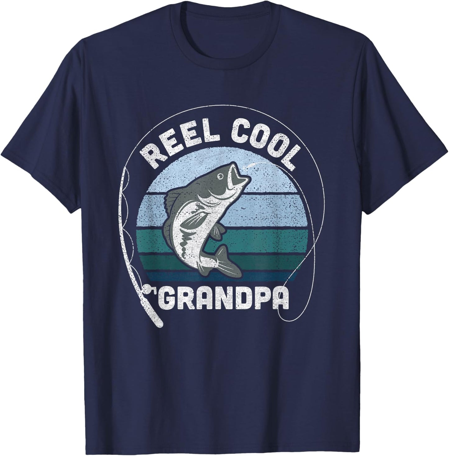 Funny Reel Cool Grandpa Fishing Fathers Day T-Shirt - T-Shirt | Navy