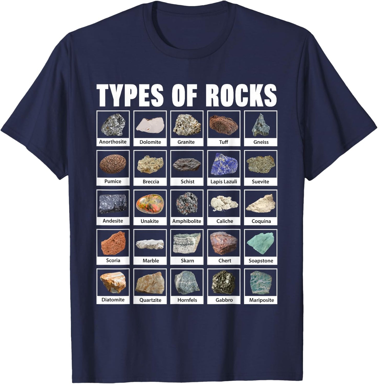 Types of Rocks for Geologists Geology Geologist T-Shirt - T-Shirt | Navy