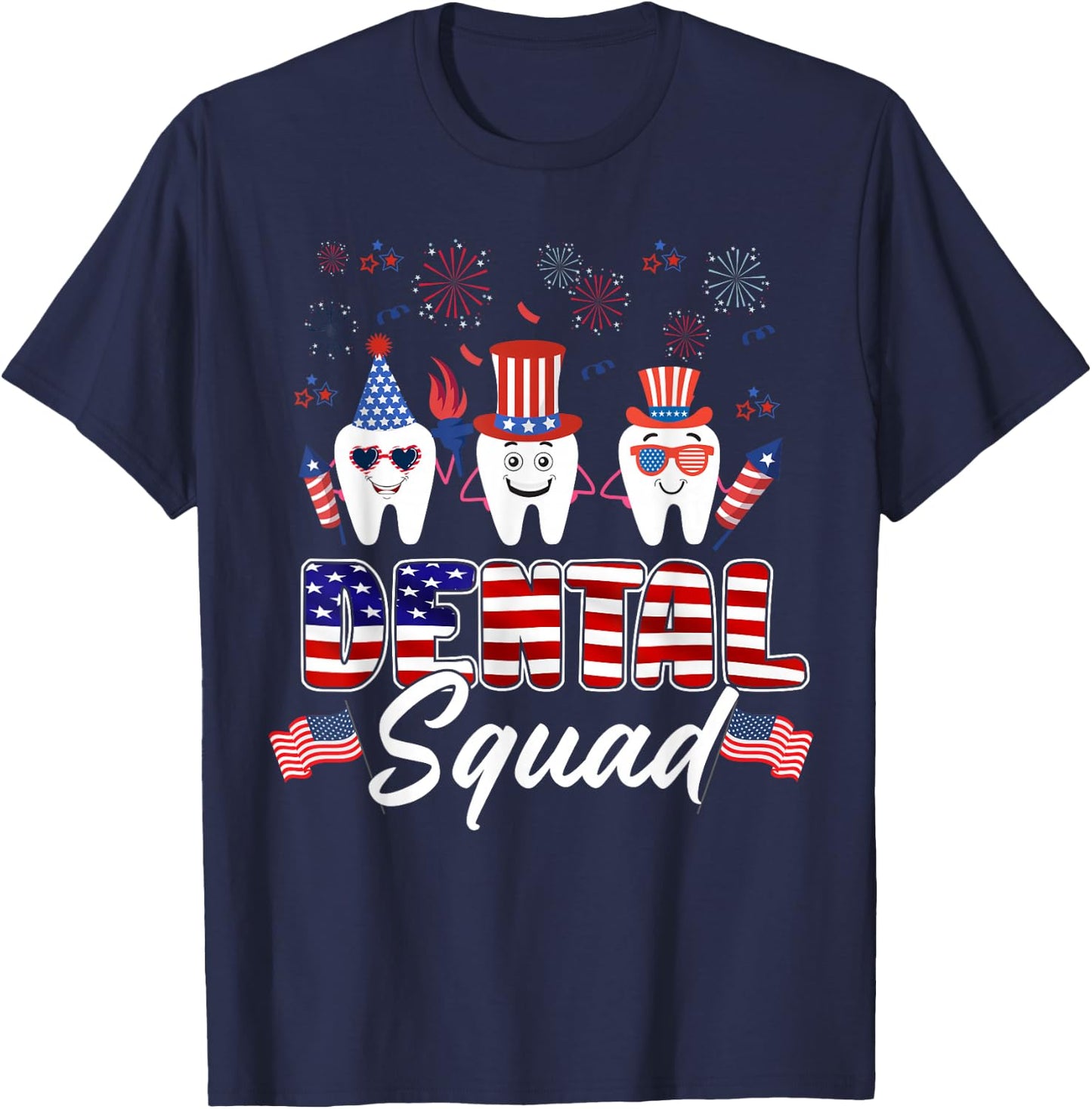 Tooth Dental Squad 4th Of July Dental Assistant Costume T-Shirt - T-Shirt | Navy