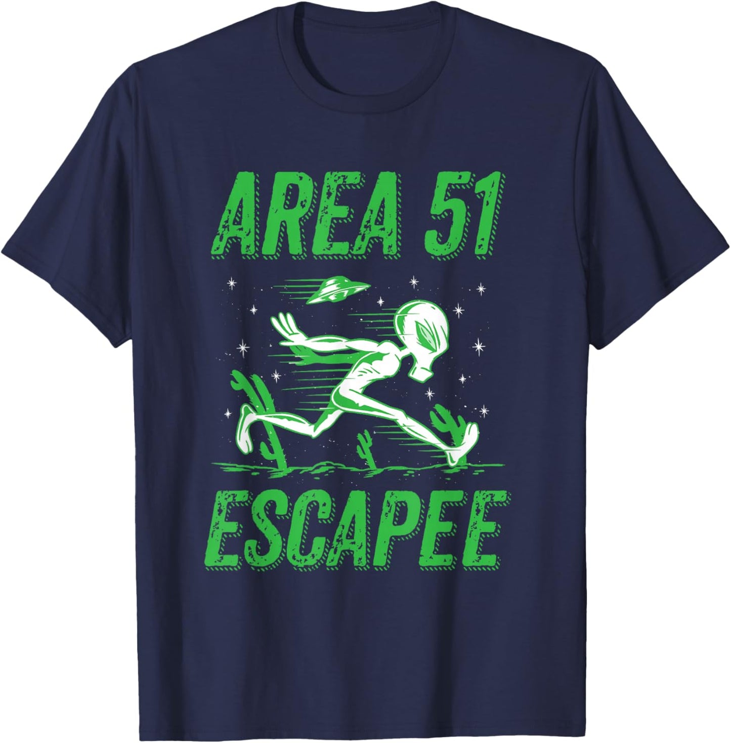 Green Alien Area 51 Escapee T-Shirt - T-Shirt | Navy