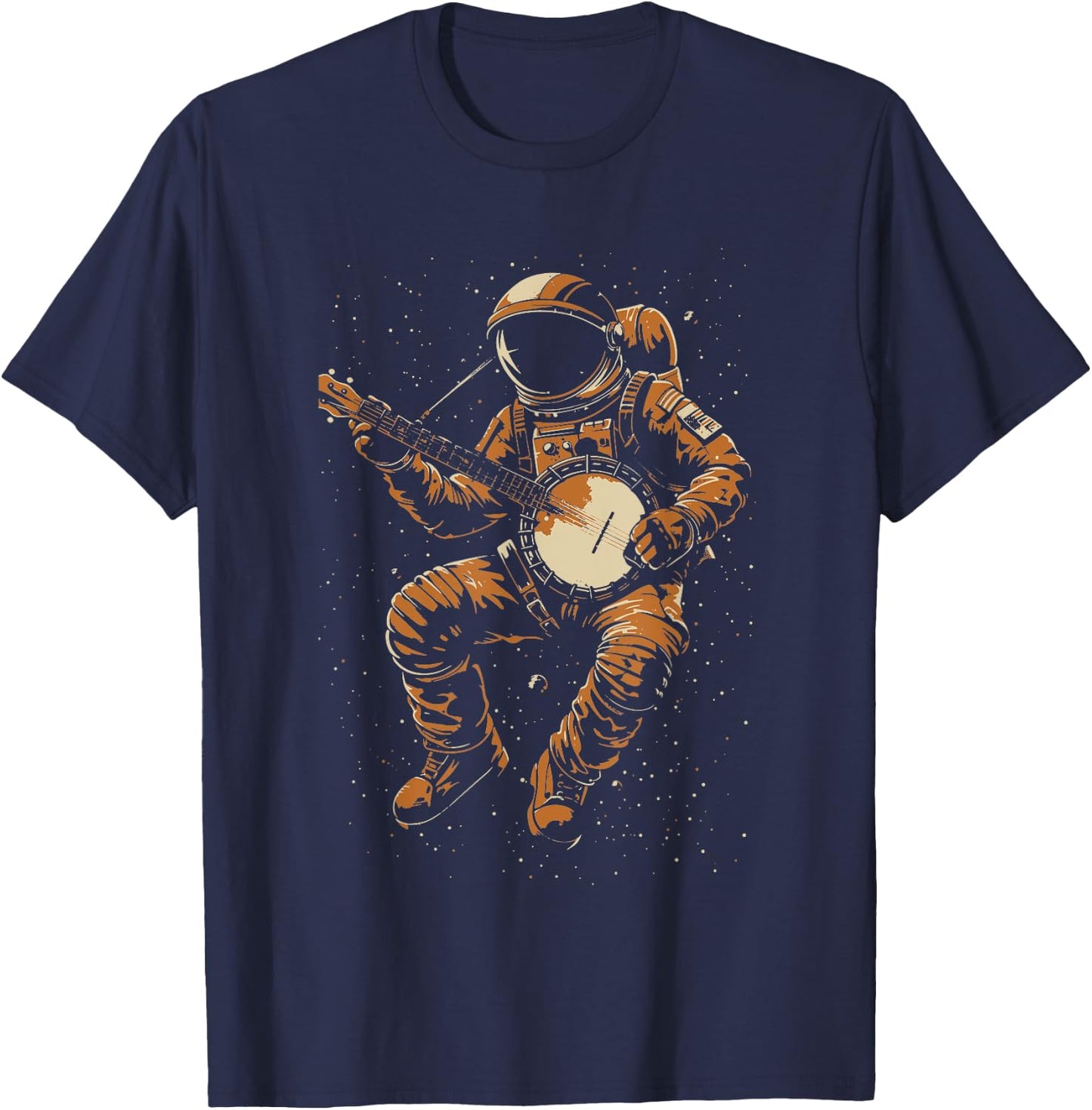 Banjo Music Artistic Astronaut Space Lover Psychedelic T-Shirt - T-Shirt | Navy