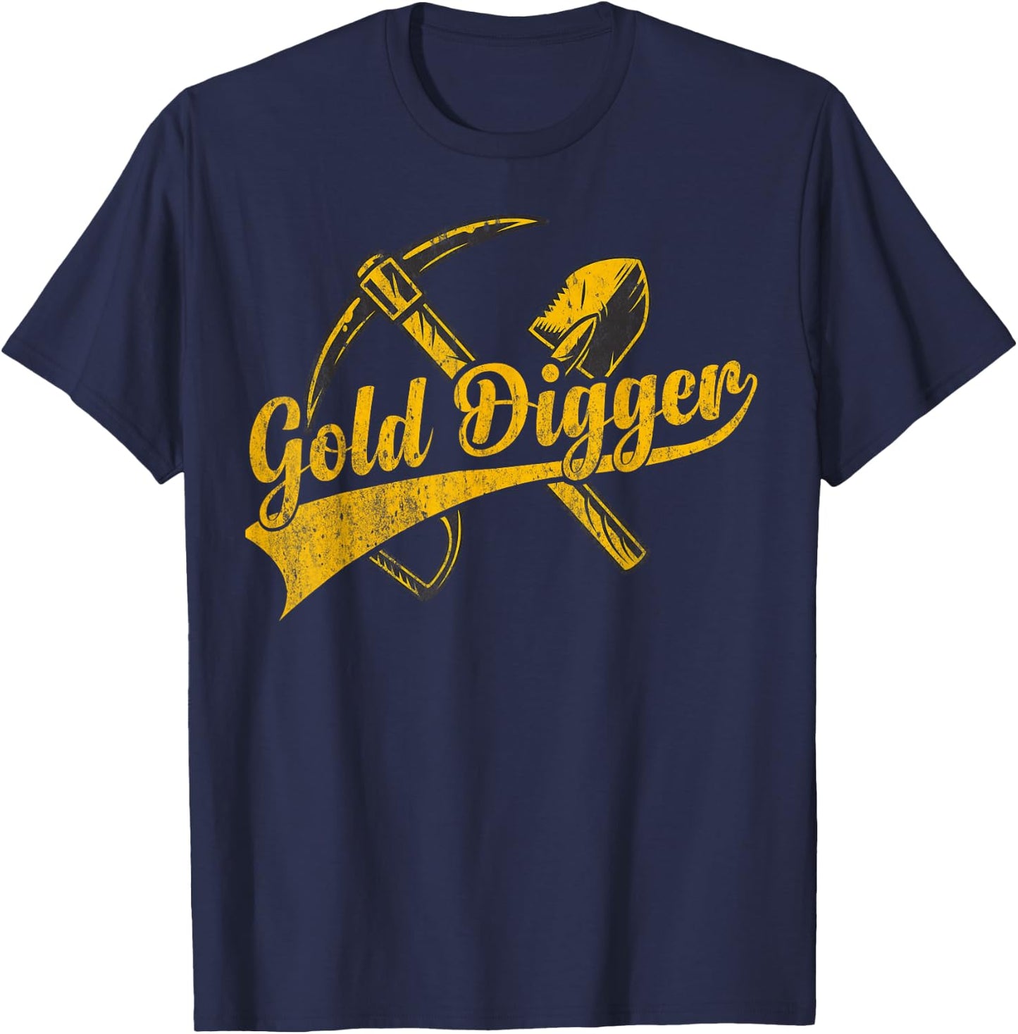 Gold plaque with crossed pick and shovel gold digger T-Shirt - T-Shirt | Navy