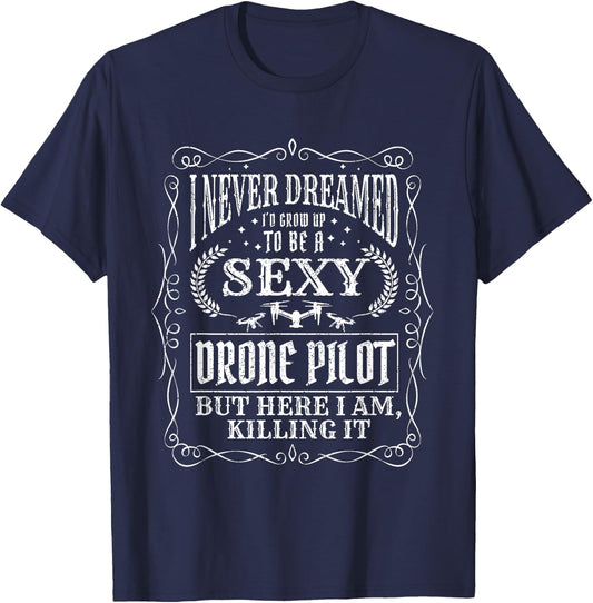 Retro Vintage Funny Drone Pilot T-Shirt - T-Shirt | Navy