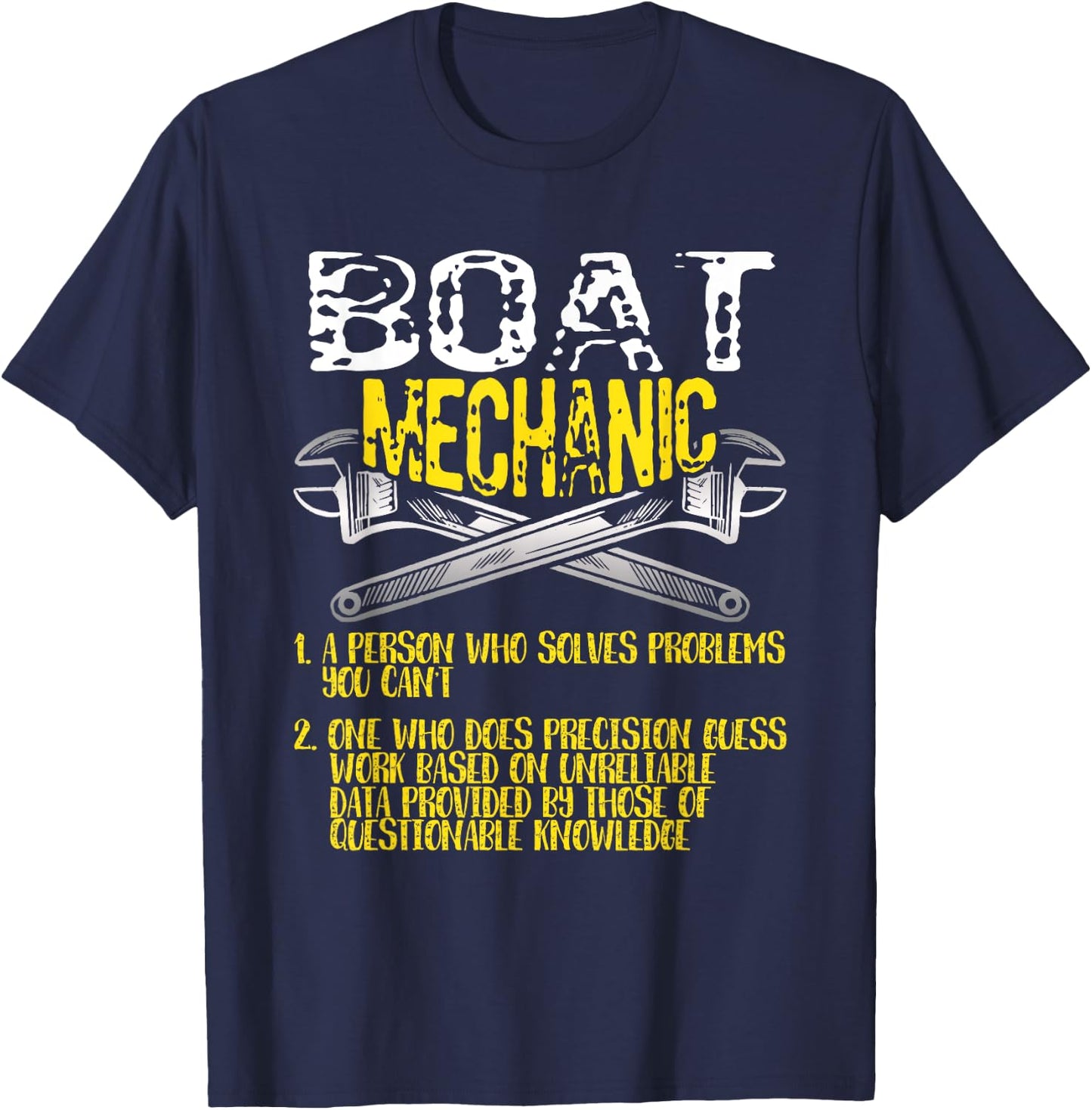 Boat Mechanic Definition Solves Funny Boat Mechanic T-Shirt - T-Shirt | Navy