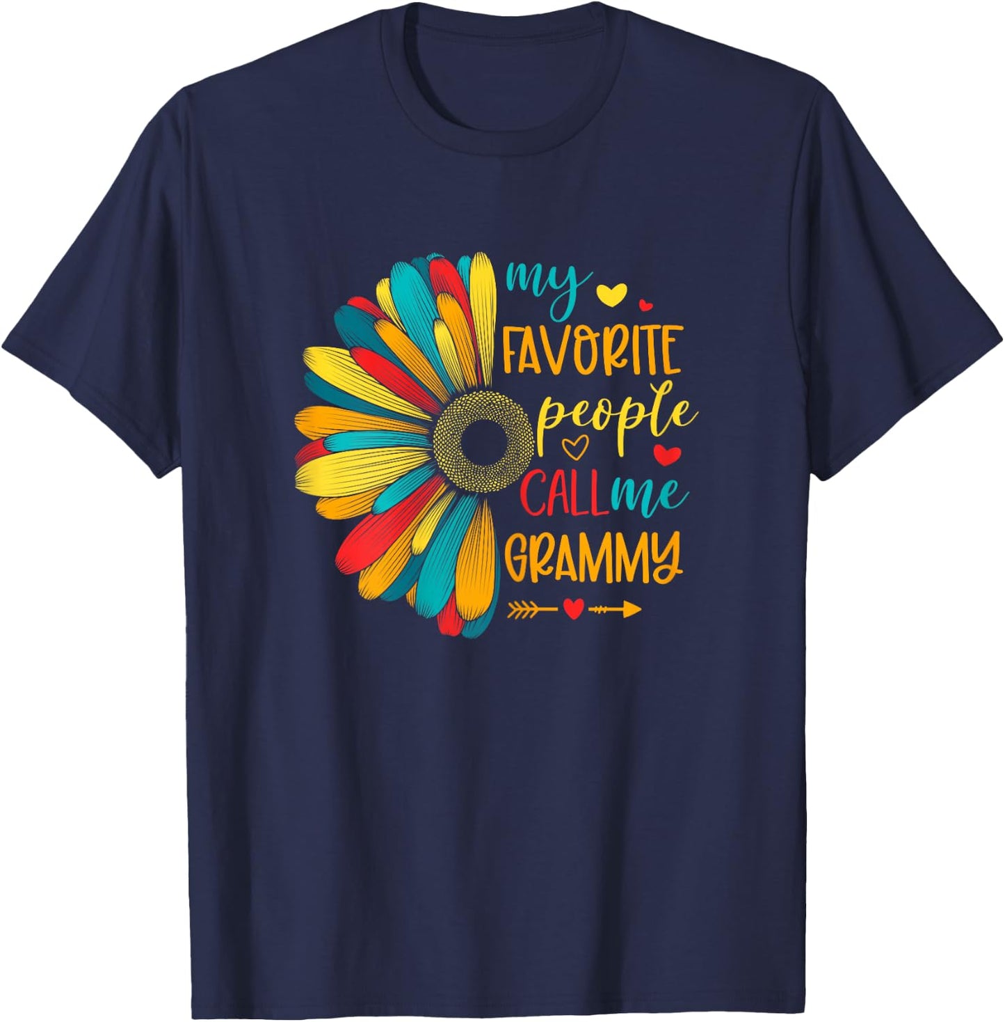 My Favorite People Call Me Grammy Sunshine Sunflower T-Shirt - T-Shirt | Navy