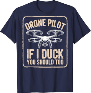 Funny FPV Drone Racer Pilot Drone Racing (On Back) T-Shirt - T-Shirt | Navy