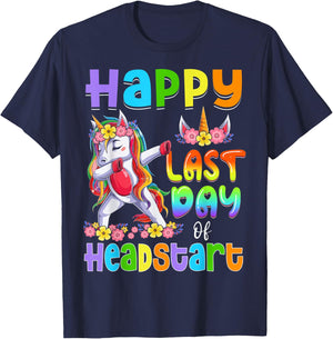 Dabbing Unicorn Last Day Of HEADSTART Girls Kids Teacher T-Shirt - T-Shirt | Navy