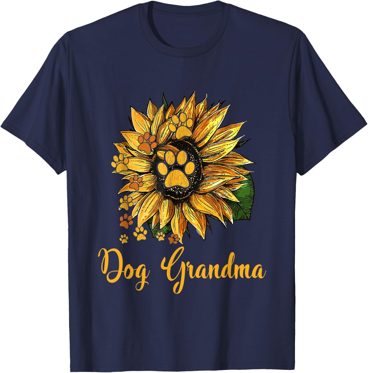 Dog Grandma Sunflower Shirt Funny Cute Family Gifts Apparel T-Shirt - T-Shirt | Navy