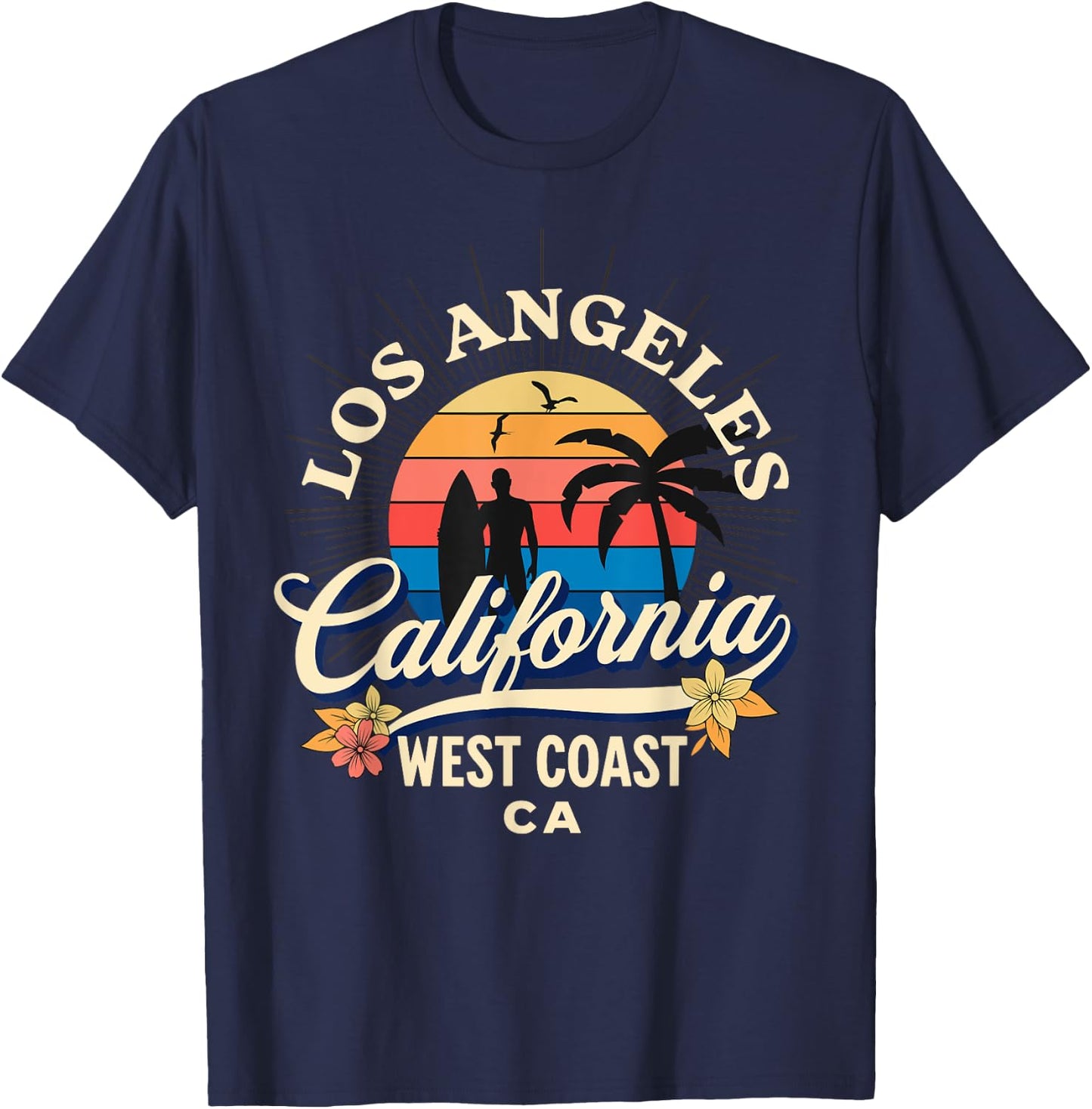 Los Angeles California Beach Surf Summer Vacation Vintage T-Shirt - T-Shirt | Navy